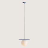 Loop 34cm white&amp;blue glass globe pendant lamp Aldex