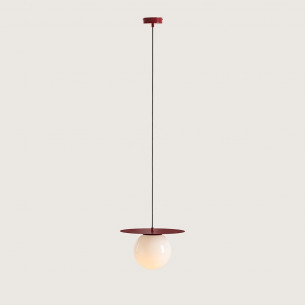 Loop 34cm white&amp;red glass globe pendant lamp Aldex