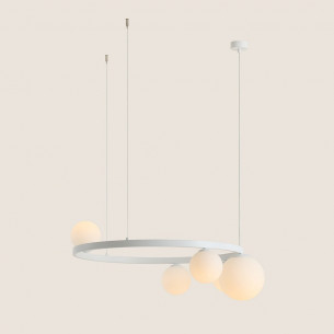 Garda ring V 92cm white glass ball pendant lamp Aldex