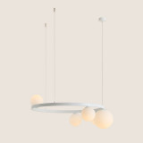 Lampa wisząca szklane kule Garda Black Ring V 92cm biała Aldex