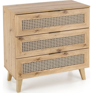 Borneo 80x40cm oak aristan boho chest of drawers on legs with 3 drawers Halmar