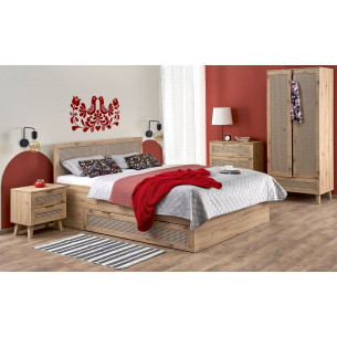 Borneo 160x200cm oak aristan boho bed with storage Halmar