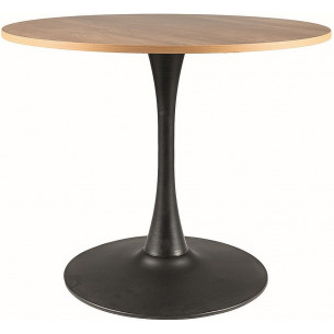 Amadeo 90cm oak&amp;matt black round table on one leg Signal