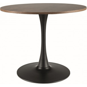 Amadeo 90cm walnu &amp;black matt round table on one leg Signal