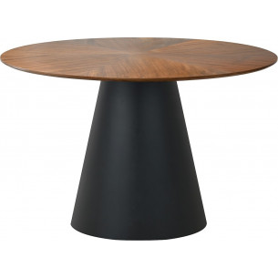 Angel 120cm walnut&amp;black matt round table on one leg Signal