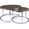 Atlanta III walnut&amp;chrome round coffee tables set Signal