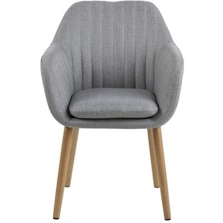 Emilia light grey&amp;oak upholstered chair with armrests Actona