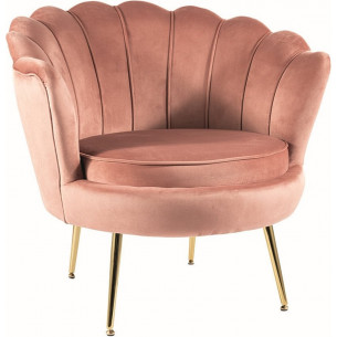 Camellia pink&amp;gold velvet shell armchair Signal