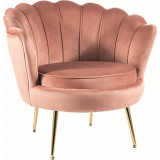 Camellia pink&amp;gold velvet shell armchair Signal