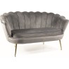 Sofa welurowa muszelka 2 osobowa Camellia Velvet 135cm szary / złoty Signal