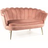 Sofa welurowa muszelka 2 osobowa Camellia Velvet 135cm różowy / złoty Signal