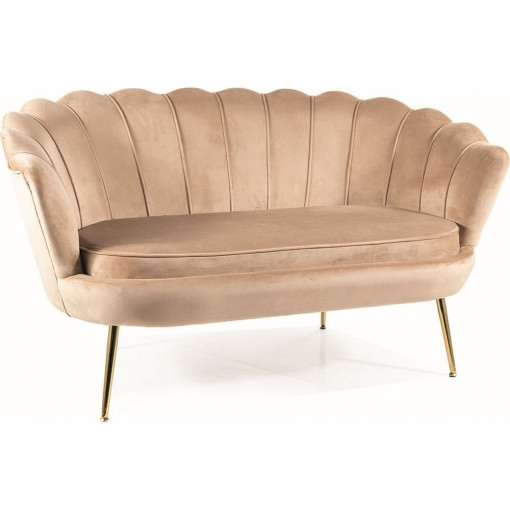 Camellia 135cm beige&amp;gold velvet 2-seater shell sofa Signal