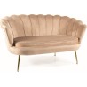 Sofa welurowa muszelka 2 osobowa Camellia Velvet 135cm beżowy / złoty Signal