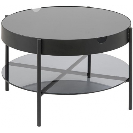 Tipton Glass 75 black glass coffee table with shelf Actona
