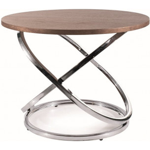 Eos 60cm walnut&amp;chrome round coffee table Signal