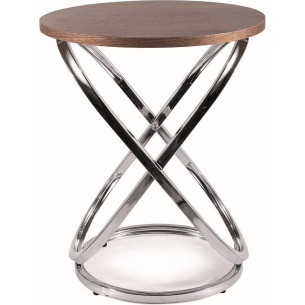 Eos 45cm walnut&amp;chrome round side table Signal