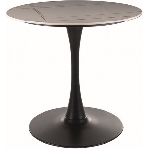 Espero 80cm white marble&amp;black matt round table on one leg Signal