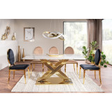 Stół ceramiczny glamour Hermes 160x90cm biały efekt marmuru / złoty Signal
