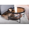 Prima 74cm amber glass&amp;walnut&amp;black glass table with shelf Signal