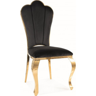 Queen black glamour velvet chair with gold legs Signal