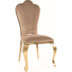 Queen beige glamour velvet chair with gold legs Signal