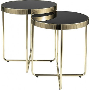 Saga black&amp;gold glass coffee table set Signal