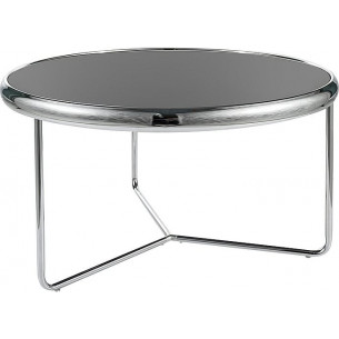 Scarlet 74cm black&amp;chrome round glass coffee table Signal