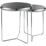 Scarlet II black&amp;chrome set of glass coffee tables Signal