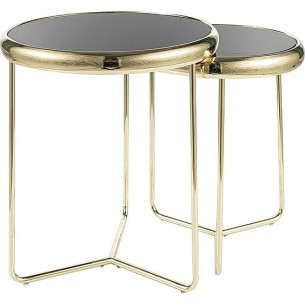 Scarlet II black&amp;gold glass coffee table set Signal