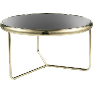 Scarlet 74cm black&amp;gold round glass coffee table Signal