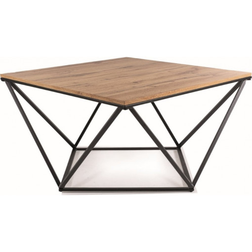 Silver A 80x80cm oak artisan&amp;black mat coffee table Signal