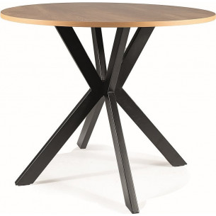 Talia II 90cm oak&amp;black matt round loft table Signal