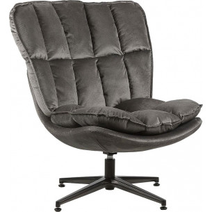 Vesta grey velvet swivel armchair Signal