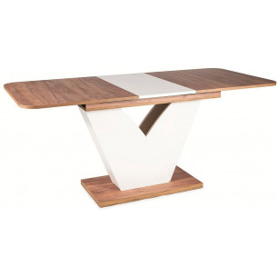 Vidar 140 x 80cm oak craft tobacco&amp;cream extendable table on one leg Signal