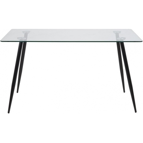 Wilma 140x80 transparent&amp;black glass dining table Actona