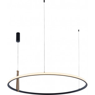 Claud LED 90cm black&amp;wood minimalist Round pendant lamp ZumaLine