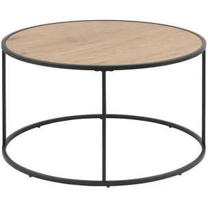 Seaford 80 oak&amp;black round coffee table Actona