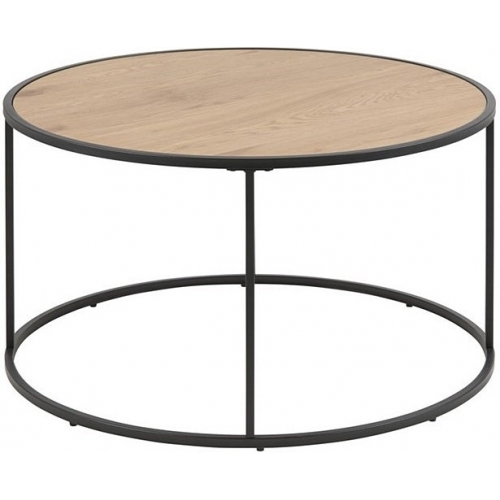Seaford 80 oak&amp;black round coffee table Actona