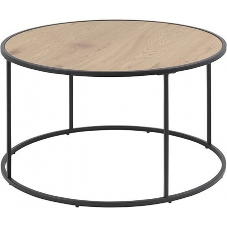 Seaford 80 oak&amp;black round coffee table Actona