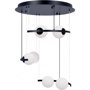 Lampa wisząca szklane kule Helix 80cm biały / czarny Zumaline