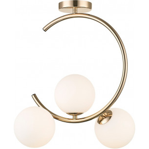 Molecule 31x24cm white&amp;gold glamour ceiling lamp with 3 glass globes ZumaLine