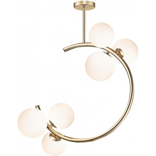 Molecule 54x27cm white&amp;gold glamour ceiling lamp with 6 glass globes ZumaLine