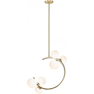 Molecule long 54x27cm white&amp;gold glamour ceiling lamp with 6 glass spheres ZumaLine