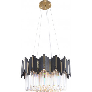 Lampa wisząca szklana modern glamour Rotta 50cm przeźroczysty / czarny / złoty Zumaline