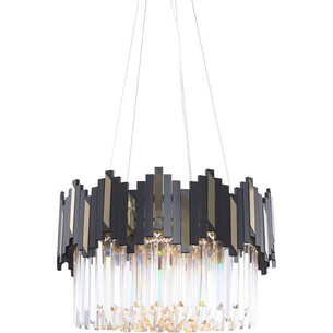 Lampa wisząca szklana modern glamour Rotta 50cm przeźroczysty / czarny / złoty Zumaline 2