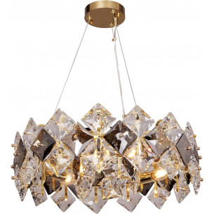 Tiara 50cm gold&amp;smoked transparent glass glamour pendant lamp ZumaLine