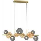 Lampa wisząca podłużna szklane kule Villa 150cm szary / złoty / bursztynowy Zumaline
