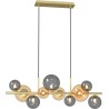 Lampa wisząca podłużna szklane kule Villa 150cm szary / złoty / bursztynowy Zumaline