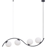 Lampa wisząca 4 szklane kule Wave 100cm biały / czarny Zumaline