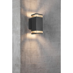 Elm Double black outdoor up-down dimmable wall lamp Nordlux